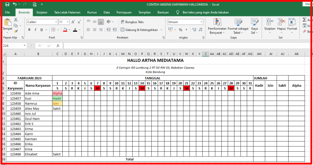 Cara Membuat Data Absensi di Microsoft Excel Otomatis